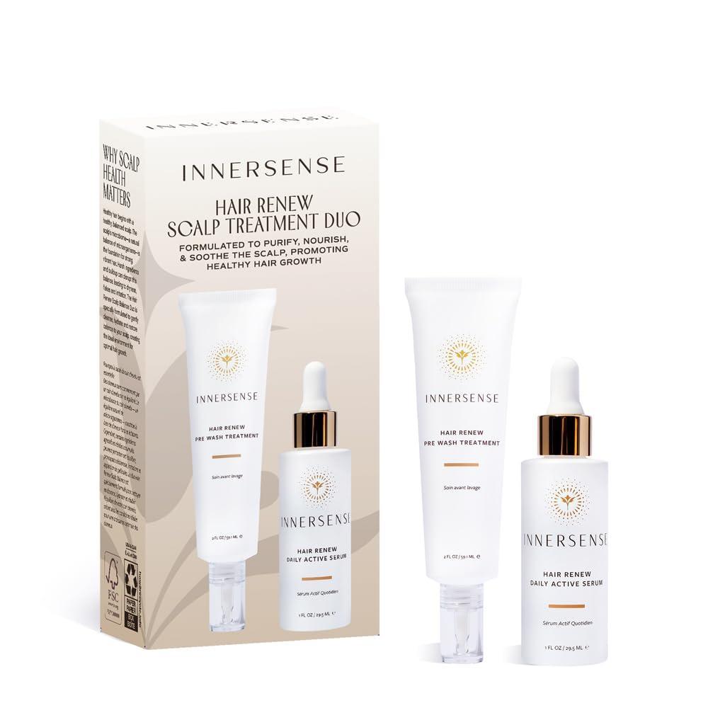INNERSENSE – Renew Scalp Treatment Duo | Pre-Wash Treatment (2 oz) + Daily Active Serum (1 oz) | Purify, Nourish, Soothe | For Women & Men, Non-Toxic, Cruelty-Free, Clean Haircare