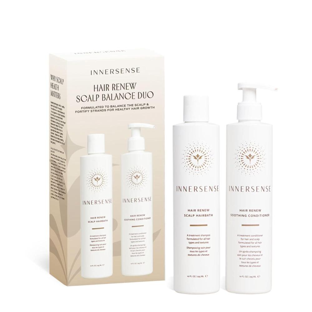 INNERSENSE Organic Beauty – Hair Renew Scalp Balance Duo | Hairbath (10 fl oz) + Conditioner (10 fl oz) | Non-Toxic, Cruelty-Free, Clean Haircare