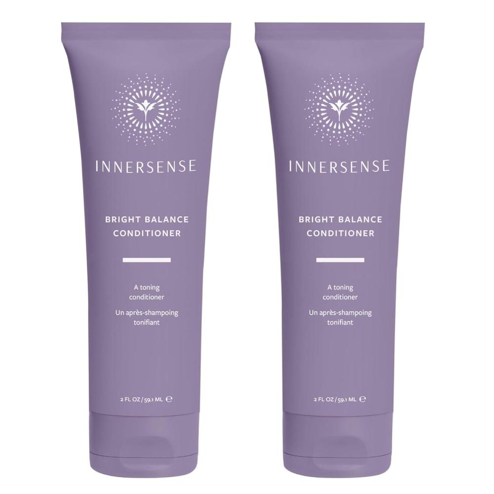 INNERSENSE Organic Beauty – Natural Bright Balance Purple Toning Conditioner | Toning, Hydrating, For Lightened or Gray Hair | Non-Toxic, Cruelty-Free Haircare (2 Pack – 2 fl oz | 59.1 mL each)(2 Fl Oz (Pack of 2))